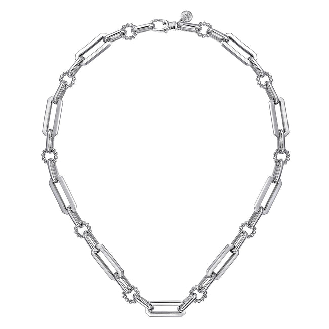 925 Sterling Silver Paper Clip Chain Necklace with Bujukan Connectors