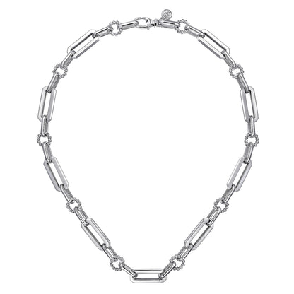 925 Sterling Silver Paper Clip Chain Necklace with Bujukan Connectors