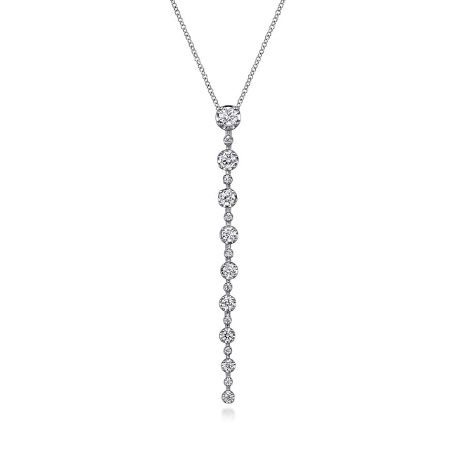 14K White Gold Diamond Vertical Bar Necklace