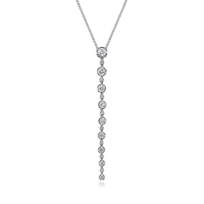 14K White Gold Diamond Vertical Bar Necklace