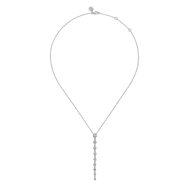 14K White Gold Diamond Vertical Bar Necklace