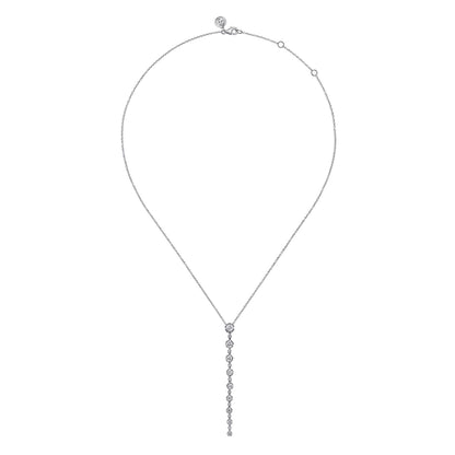 14K White Gold Diamond Vertical Bar Necklace