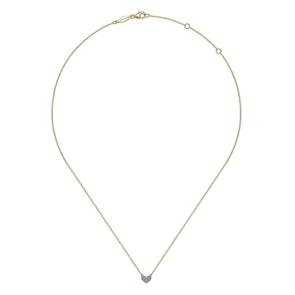 14K White and Yellow Gold Diamond Heart Pendant Necklace