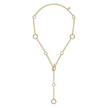 14K Yellow Gold Bujukan Hollow Tube Y-Knot Necklace