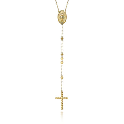 14K Yellow Gold Beads Rosary Necklace
