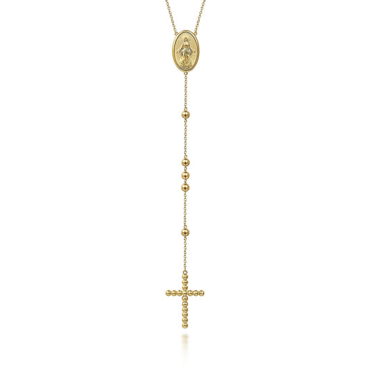 14K Yellow Gold Beads Rosary Necklace