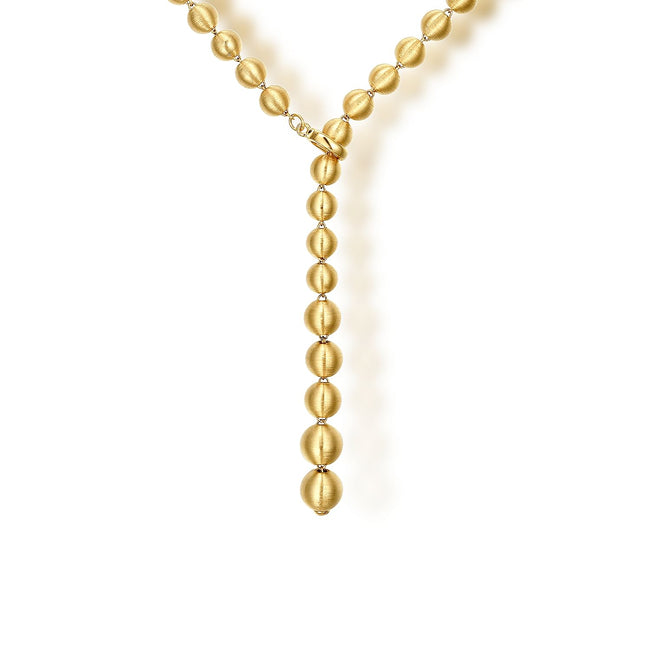 14K Yellow Gold Bujukan Beads Y Necklace