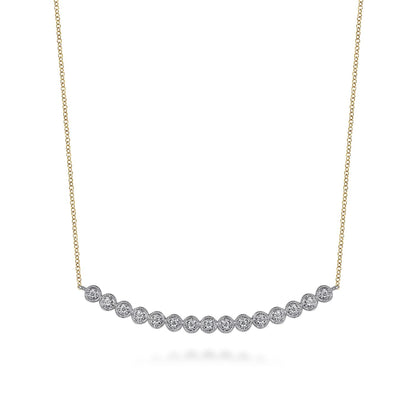 14K White and Yellow Gold Diamond Bar Necklace