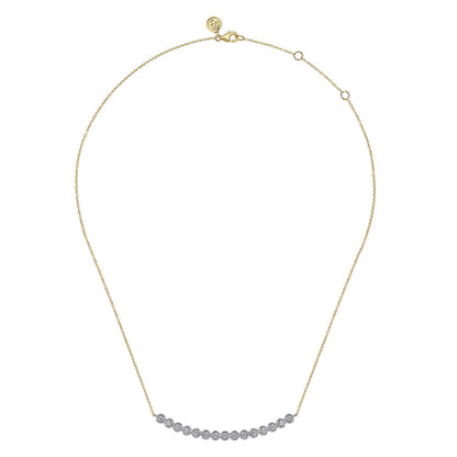 14K White and Yellow Gold Diamond Bar Necklace