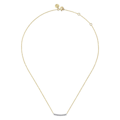 14K White and Yellow Gold White Sapphire Bar Necklace