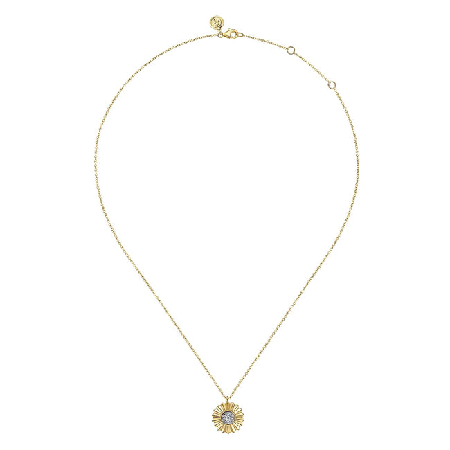 14K White and Yellow Gold Diamond Cut Pendant Necklace
