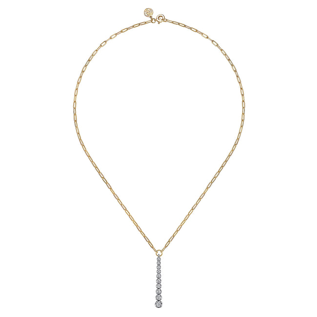 14K White and Yellow Gold Diamond Vertical Bar Link Necklace