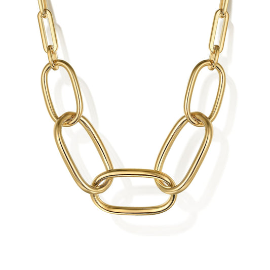 14K Yellow Gold Large Oval Link Chain Necklace