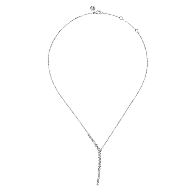 14K White Gold Diamond Y Necklace