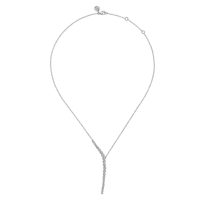 14K White Gold Diamond Y Necklace