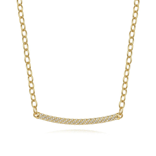 14K Yellow Gold Rope Diamond Bar Necklace