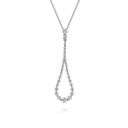 14K White Gold Diamond Pendant Teardrop Necklace