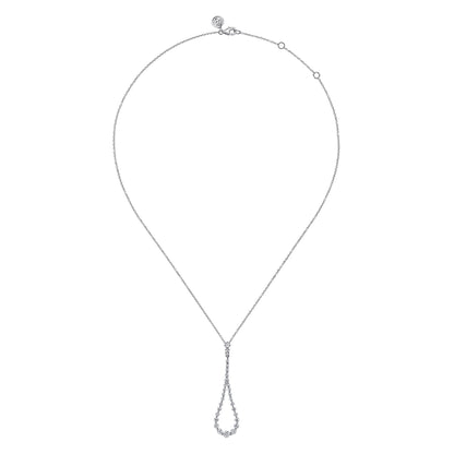 14K White Gold Diamond Pendant Teardrop Necklace