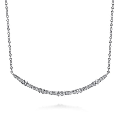 14K White Gold Diamond Bar Necklace