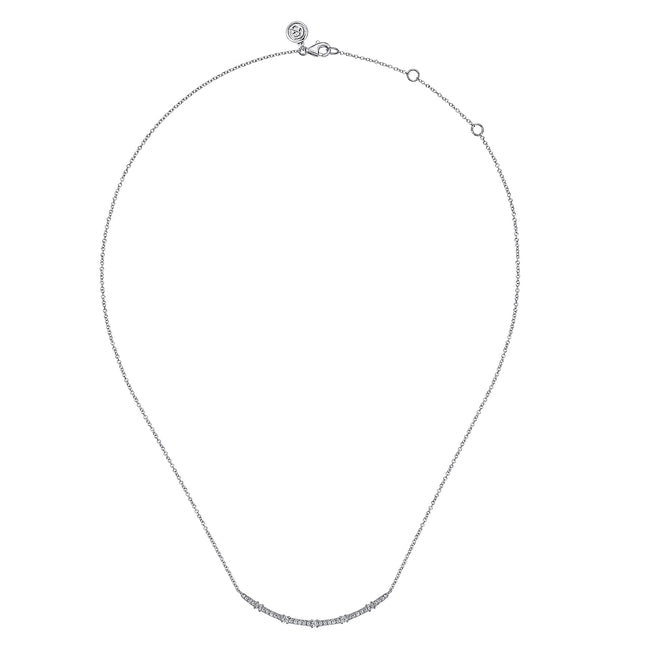 14K White Gold Diamond Bar Necklace