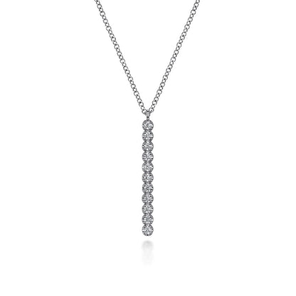 14K White Gold Diamond Vertical Bar Y Pendant Necklace