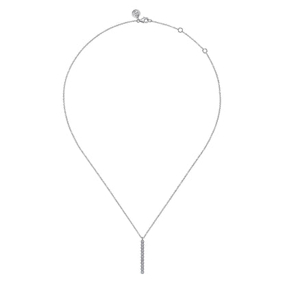 14K White Gold Diamond Vertical Bar Y Pendant Necklace