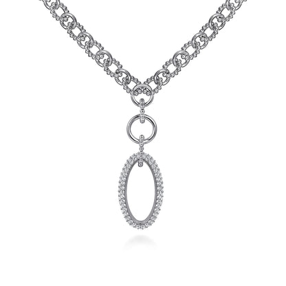 925 Sterling Silver White Sapphire Bujukan Link Chain Necklace