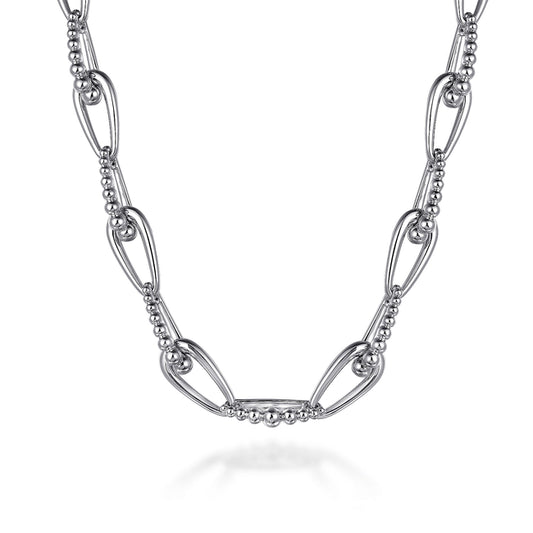 925 Sterling Silver Oval Link Chain Necklace with Bujukan Connectors