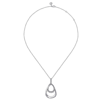 925 Sterling Silver White Sapphire Bujukan Teardrop Pendant Necklace
