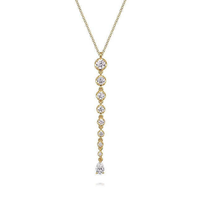 18K Yellow Gold Diamond Bar Necklace