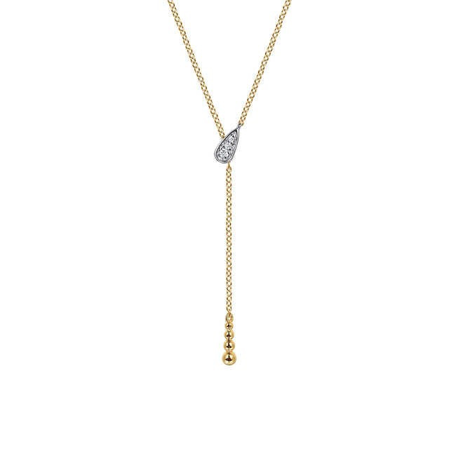 14K White & Yellow Gold Bujukan And Diamond Y Necklace