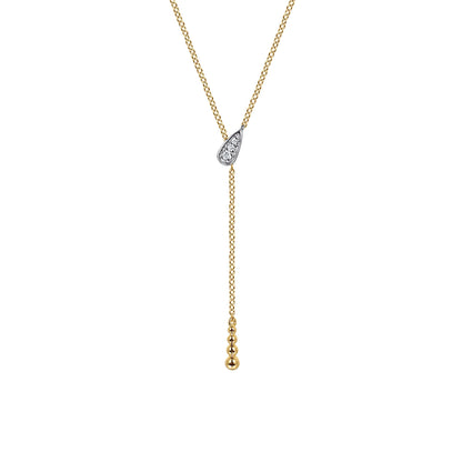 14K White & Yellow Gold Bujukan And Diamond Y Necklace