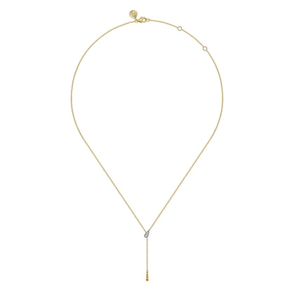 14K White & Yellow Gold Bujukan And Diamond Y Necklace