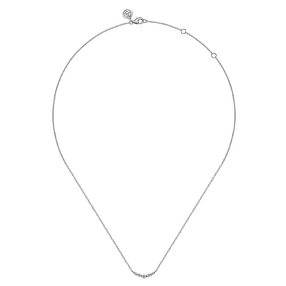 14K White Gold White Sapphire Bar Necklace