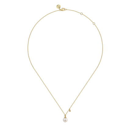 14K Yellow Gold Pearl Drop Necklace