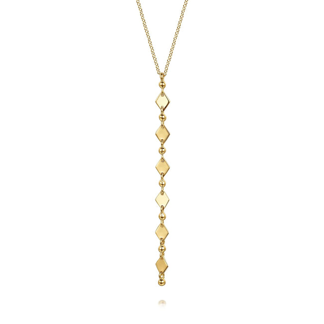 14K Yellow Plain Gold Vertical Bar Necklace