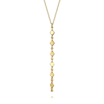14K Yellow Plain Gold Vertical Bar Necklace