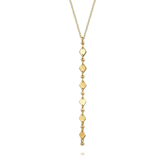 14K Yellow Plain Gold Vertical Bar Necklace