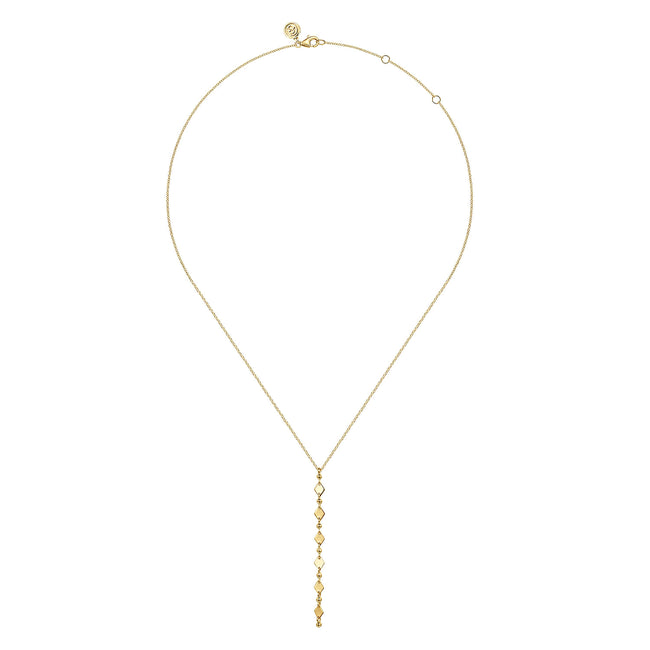 14K Yellow Plain Gold Vertical Bar Necklace