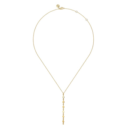 14K Yellow Plain Gold Vertical Bar Necklace
