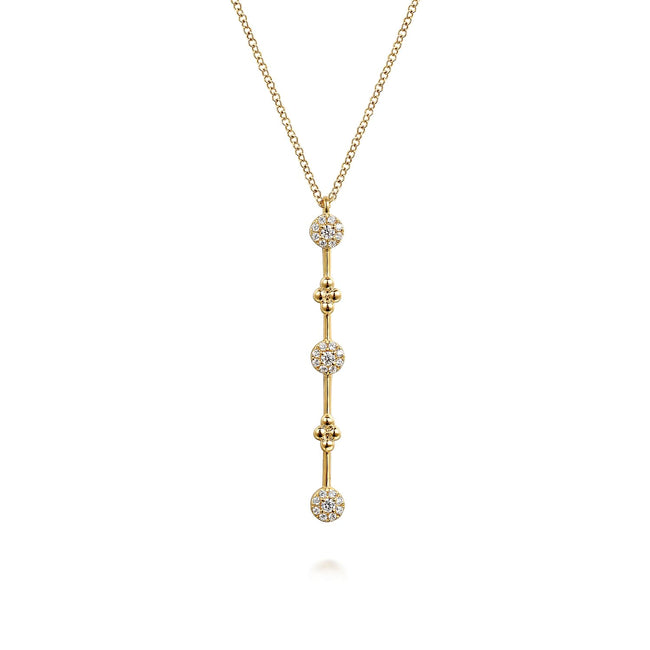 14K Yellow Gold Bujukan Diamond Bar Necklace