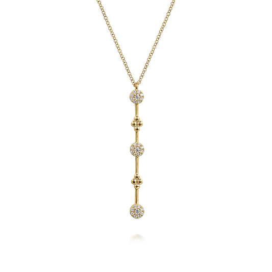 14K Yellow Gold Bujukan Diamond Bar Necklace