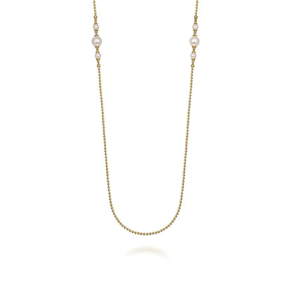14K Yellow Gold Bujukan Pearl Station Necklace