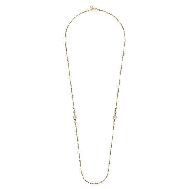 14K Yellow Gold Bujukan Pearl Station Necklace