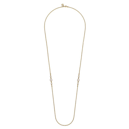 14K Yellow Gold Bujukan Pearl Station Necklace