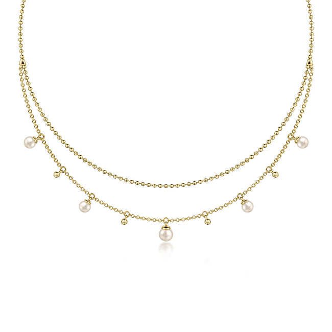 14K Yellow Gold Bujukan Pearl Layered Necklace