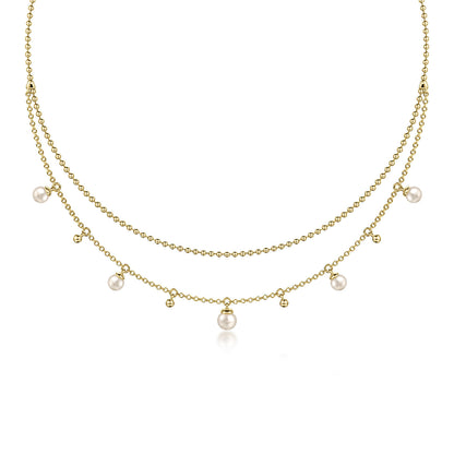 14K Yellow Gold Bujukan Pearl Layered Necklace