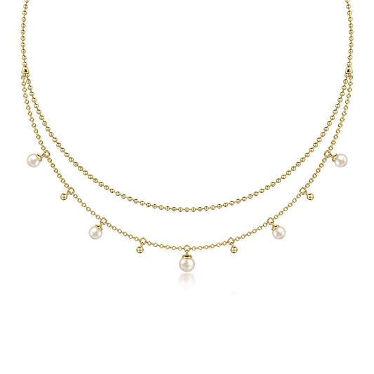 14K Yellow Gold Bujukan Pearl Layered Necklace