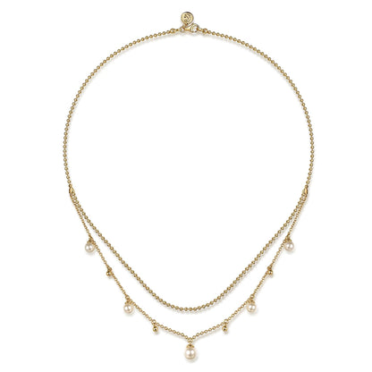 14K Yellow Gold Bujukan Pearl Layered Necklace