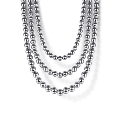 925 Sterling Silver Bujukan Beads Three Layered Necklace
